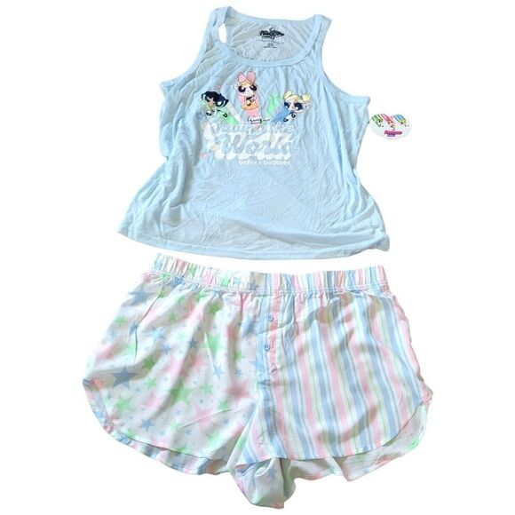 Powerpuff Girls Cartoon Network Saving The World Before Bedtime Pajama Set SZ XL - Picture 1 of 7
